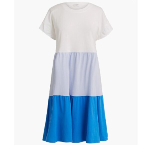 J. Crew Flutter-Sleeve Color Block Short Sleeve Crew Neck T Shirt Dress - Picture 1 of 5